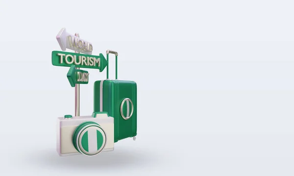 Tourism Day Nigeria Flag Rendering Left View — Foto Stock