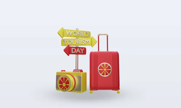 Tourism Day North Macedonia Flag Rendering Front View — Stock Photo, Image