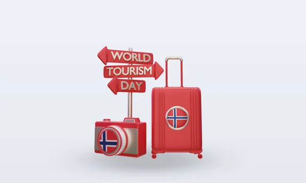 Tourism Day Norway Flag Rendering Front View — 图库照片