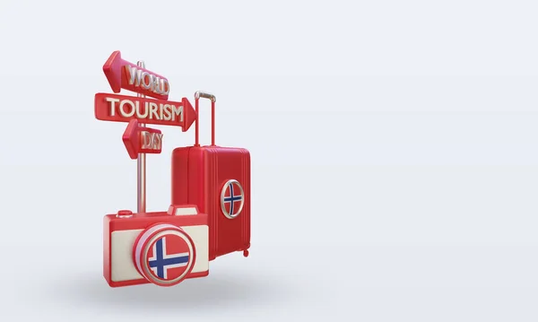 Tourism Day Norway Flag Rendering Left View — Stockfoto