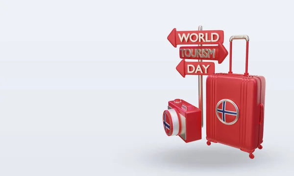 Turismo Dia Noruega Bandeira Renderização Visão Direita — Fotografia de Stock
