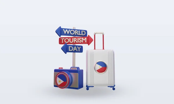 Tourism Day Philippines Flag Rendering Front View — Stockfoto