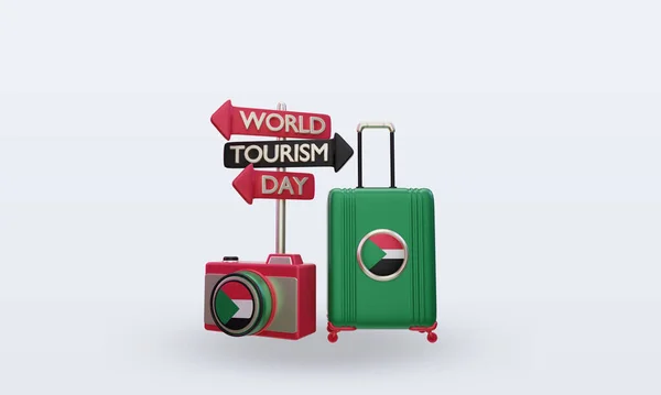 Tourism Day Sudan Flag Rendering Front View — Fotografia de Stock