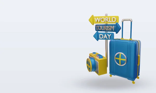 Tourism Day Sweden Flag Rendering Right View — 图库照片
