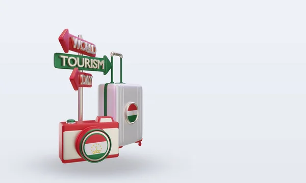Tourism Day Tajikistan Flag Rendering Left View — 스톡 사진