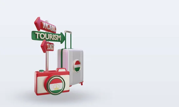 Tourism Day Tajikistan Flag Rendering Left View — Fotografia de Stock