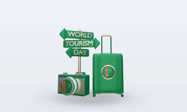 Turismo Dia Turquemenistão Bandeira Renderização Vista Frontal — Fotografia de Stock