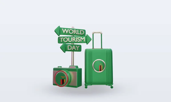 Tourism Day Zambia Flag Rendering Front View — Foto de Stock