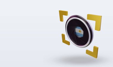 3d shutter camera Argentina flag rendering right view