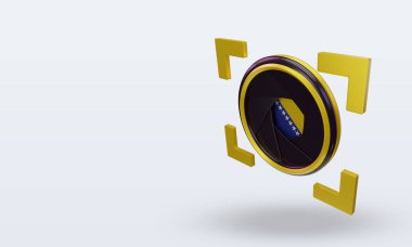 3d shutter camera Bosnia and Herzegovina flag rendering right view