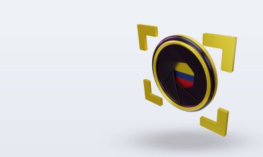 3d shutter camera Colombia flag rendering right view