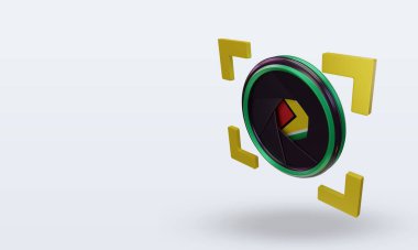 3d shutter camera Guyana flag rendering right view