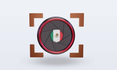 3d shutter camera Mexico flag rendering front view