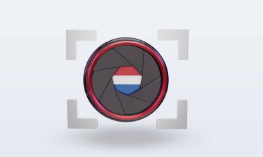 3d shutter camera Netherlands flag rendering front view