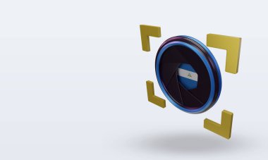 3d shutter camera Nicaragua flag rendering right view