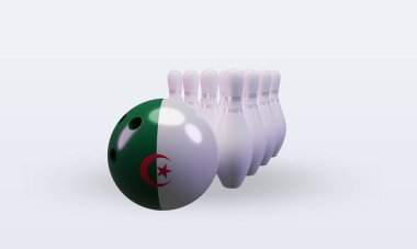3d bowling day Algeria flag rendering front view