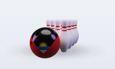 3d bowling day Antigua and Barbuda flag rendering front view