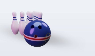3d bowling day Cape Verde flag rendering left view