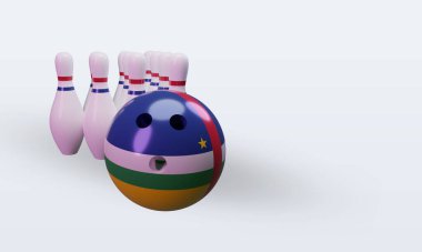 3d bowling day Central African Republic flag rendering left view