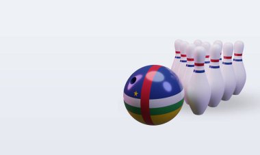 3d bowling day Central African Republic flag rendering right view