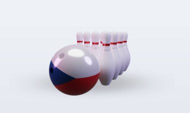 3d bowling day Czech Republic flag rendering front view