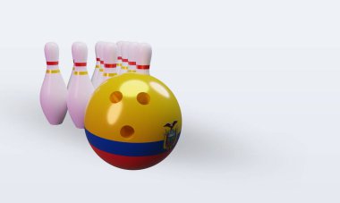 3d bowling day Ecuador flag rendering left view