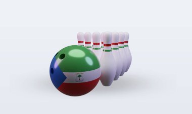 3d bowling day Equatorial Guinea flag rendering front view