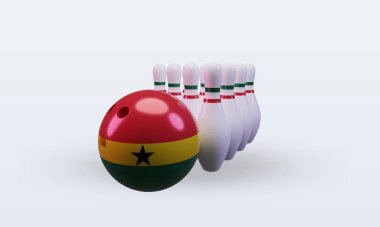 3d bowling day Ghana flag rendering front view
