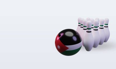 3d bowling day Jordan flag rendering right view