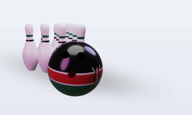 3d bowling day Kenya flag rendering left view