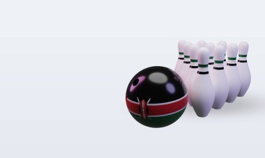 3d bowling day Kenya flag rendering right view