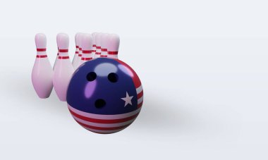 3d bowling day Liberia flag rendering left view