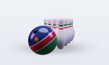 3d bowling day Namibia flag rendering front view
