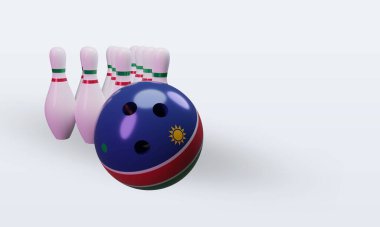 3d bowling day Namibia flag rendering left view