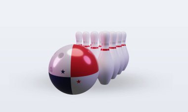 3d bowling day Panama flag rendering front view