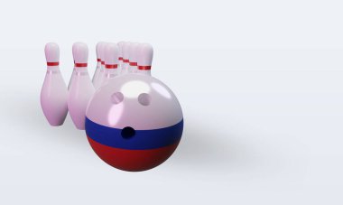 3d bowling day Russian  flag rendering left view
