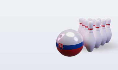 3d bowling day Slovakia flag rendering right view