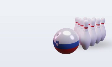 3d bowling day Slovenia flag rendering right view