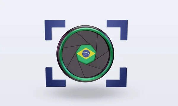 Shutter Camera Brazil Flag Rendering Front View — стокове фото