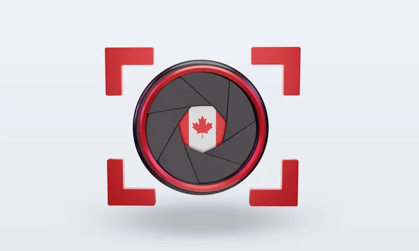 Shutter Camera Canada Flag Rendering Front View — Stockfoto