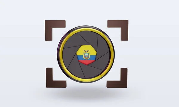 Shutter Camera Ecuador Flag Rendering Front View — 图库照片