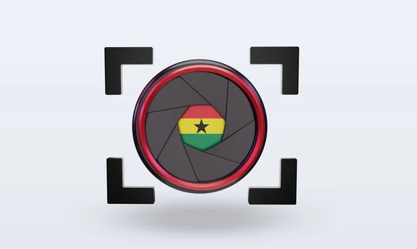Shutter Camera Ghana Flag Rendering Front View — Zdjęcie stockowe