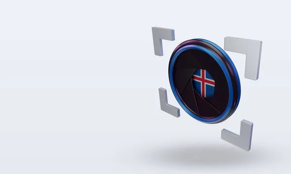 Shutter Camera Iceland Flag Rendering Right View — 图库照片