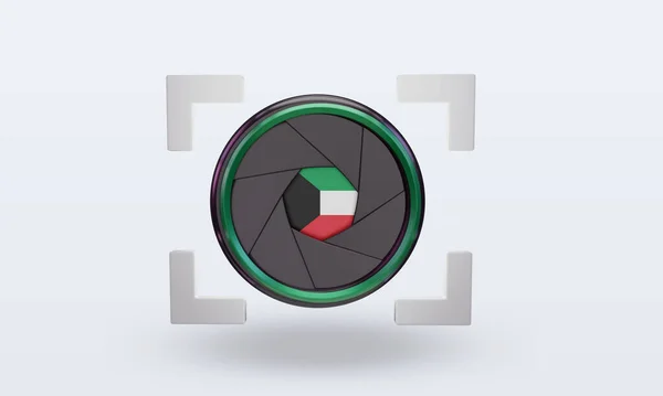Shutter Camera Kuwait Flag Rendering Front View — 스톡 사진