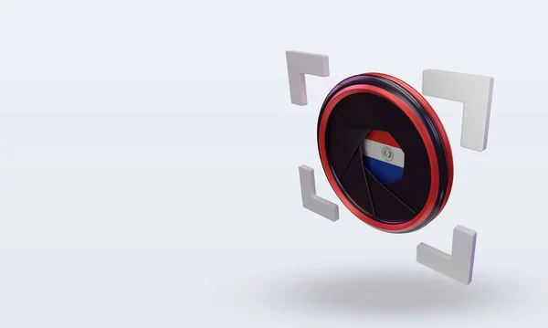 Shutter Camera Paraguay Flag Rendering Right View — Zdjęcie stockowe