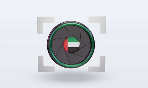 Shutter Camera United Arab Emirates Flag Rendering Front View — 图库照片