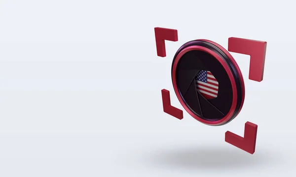 Shutter Camera America Flag Rendering Right View — Fotografia de Stock