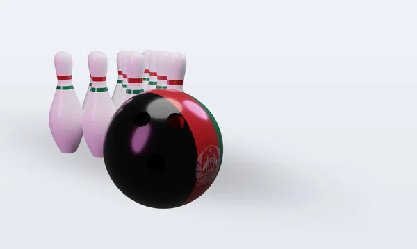 Bowling Day Afghanistan Flag Rendering Left View — 스톡 사진