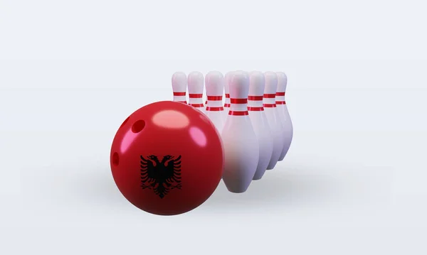 Bowling Day Albania Flag Rendering Front View — Stockfoto