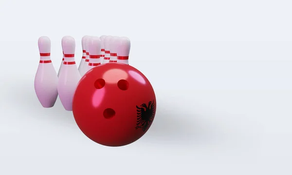 Bowling Day Albania Flag Rendering Left View — 스톡 사진